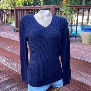 Talbots Factory Size Med Cable Knit Sweater in Navy